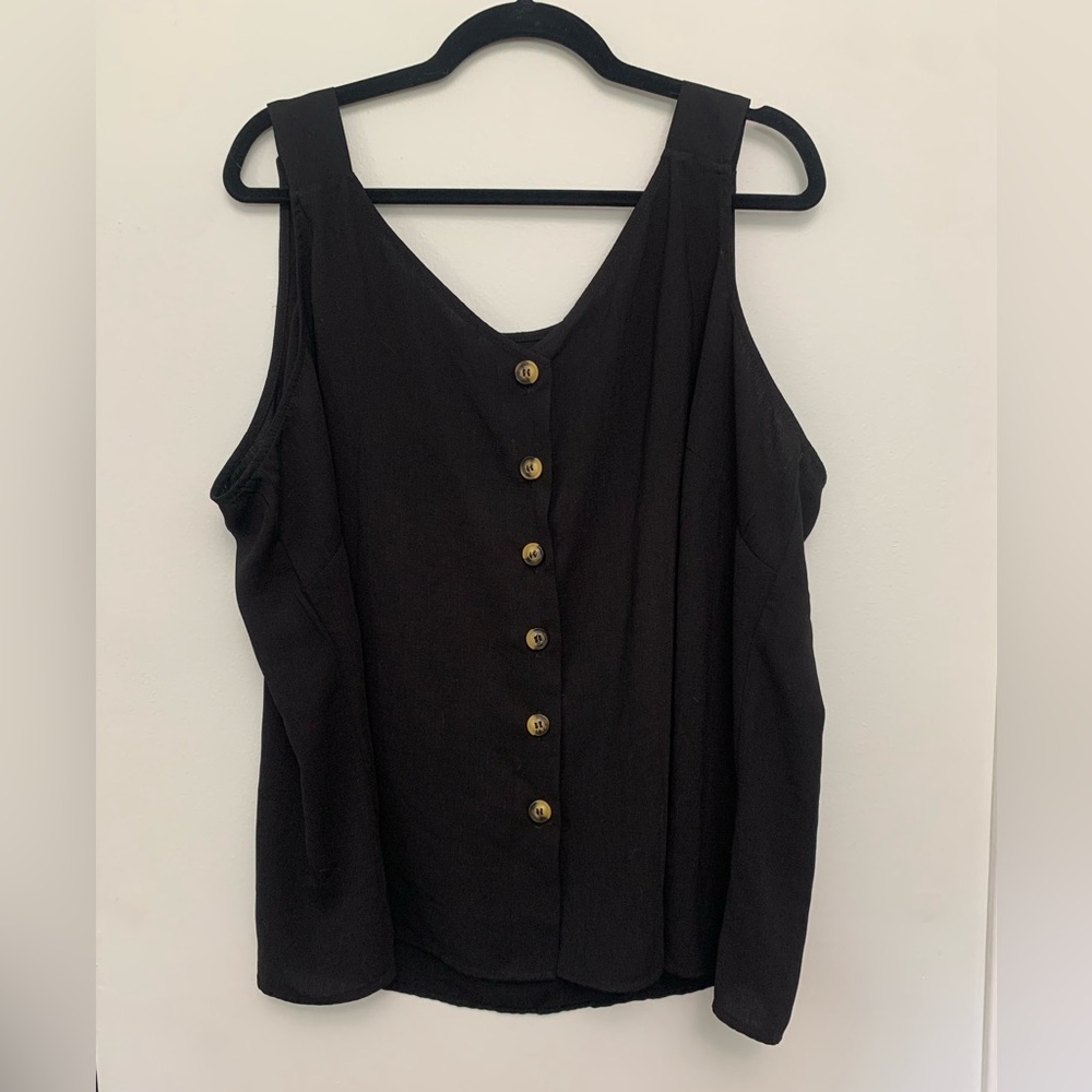 Black Button-Down Women's Top